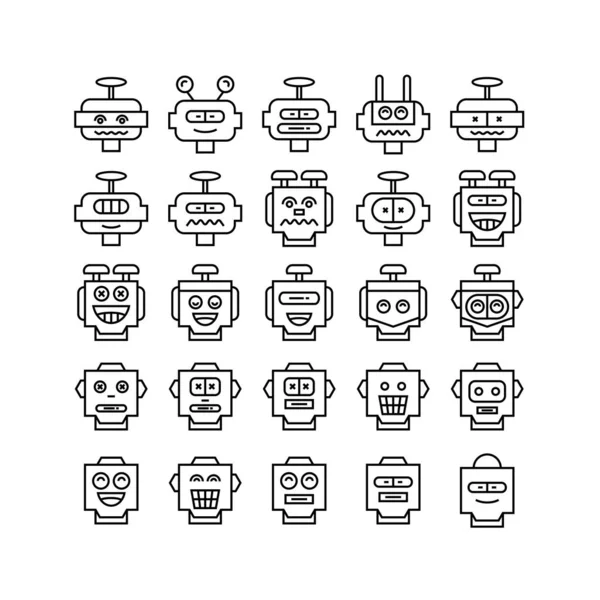 Ilustración Vectorial Robots Iconos — Archivo Imágenes Vectoriales