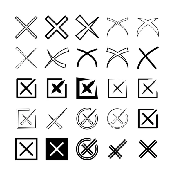 Set Black Crosses Line Icons Simply Vector Illustration — Stock Vector