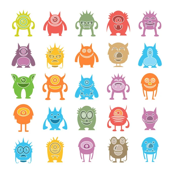 Monstruo Iconos Carácter Vector Ilustración — Vector de stock