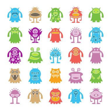 canavar karakter simgeleri, vektör illüstrasyon 