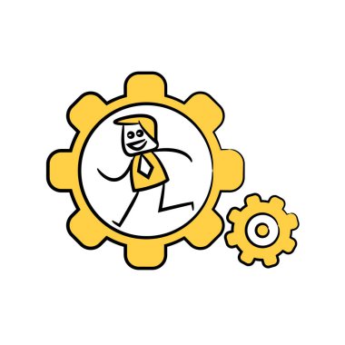 İş konsepti. İş işadamı çalışan vektör Illustration