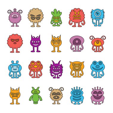 canavar karakter simgeleri, vektör illüstrasyon 