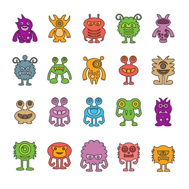 canavar karakter simgeleri, vektör illüstrasyon 
