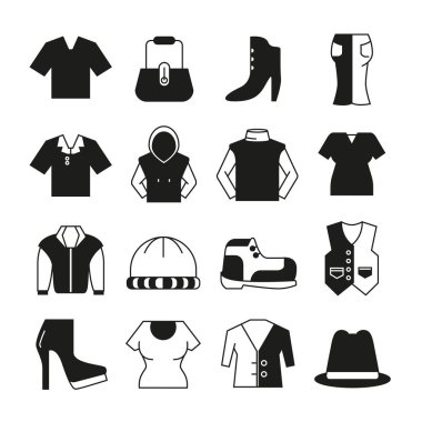 giysi simgeleri kümesi, sadece vektör illüstrasyon