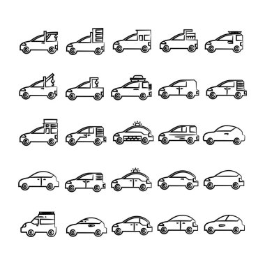 araba simgelerinin vektör illüstrasyonu