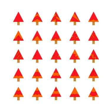 kırmızı noel ağaçları desen vektör illüstrasyon