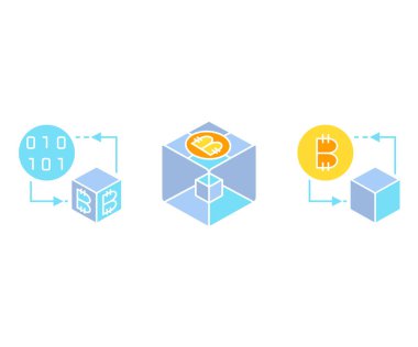 bitcoin simgeleri ile finansal afiş, cryptoconcurrency kavramı 
