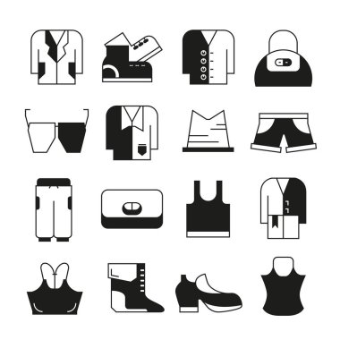 giysi simgeleri kümesi, sadece vektör illüstrasyon