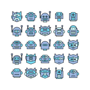 robot simgelerinin vektör illüstrasyonu