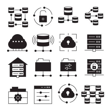 teknoloji simgelerinin vektör illüstrasyonu