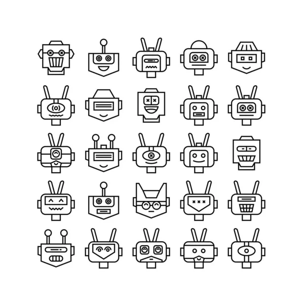 Vektor Illustration Robots Ikoner — Stock vektor