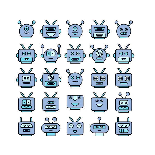 Ilustración Vectorial Robots Iconos — Archivo Imágenes Vectoriales