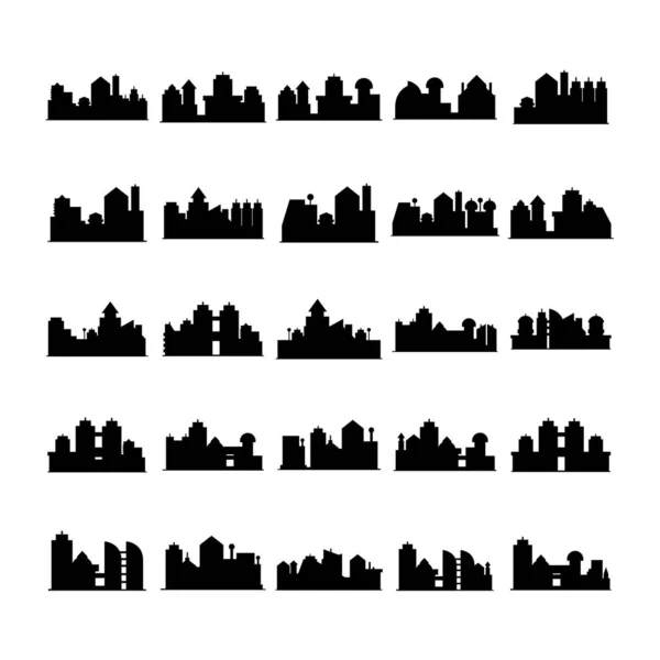 Ilustración Vectorial Iconos Paisaje Urbano — Vector de stock