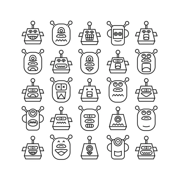 Vektor Illustration Robots Ikoner — Stock vektor