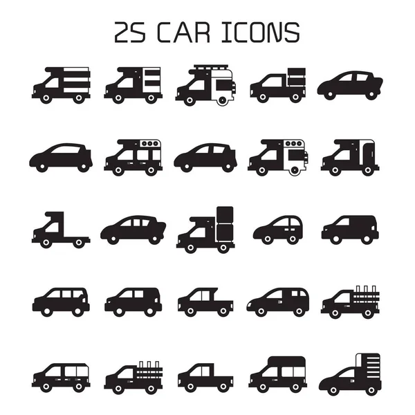 Ilustración Vectorial Iconos Coches — Vector de stock