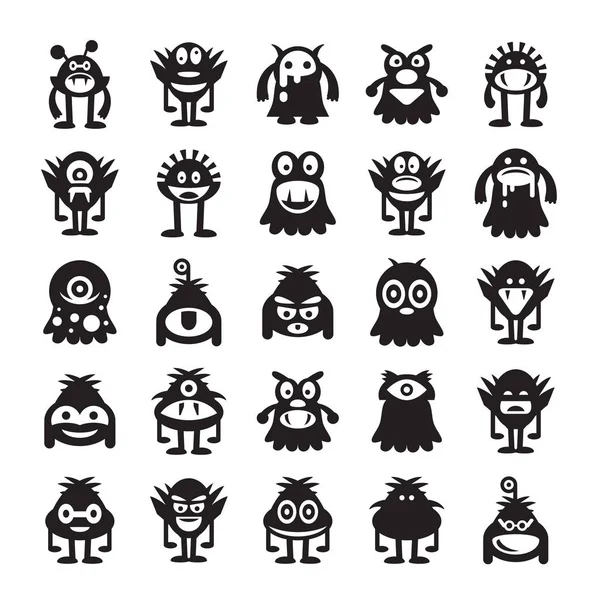 Monster Karakter Iconen Vector Illustratie — Stockvector