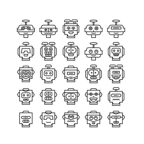 Ilustração Vetorial Ícones Robôs —  Vetores de Stock