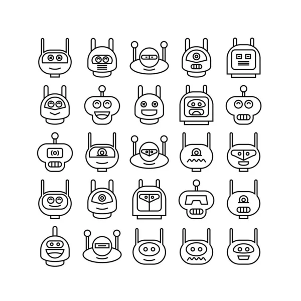 Ilustración Vectorial Robots Iconos — Archivo Imágenes Vectoriales