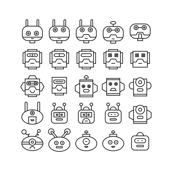 Illustrazione Vettoriale Icone Robot — Vettoriale Stock