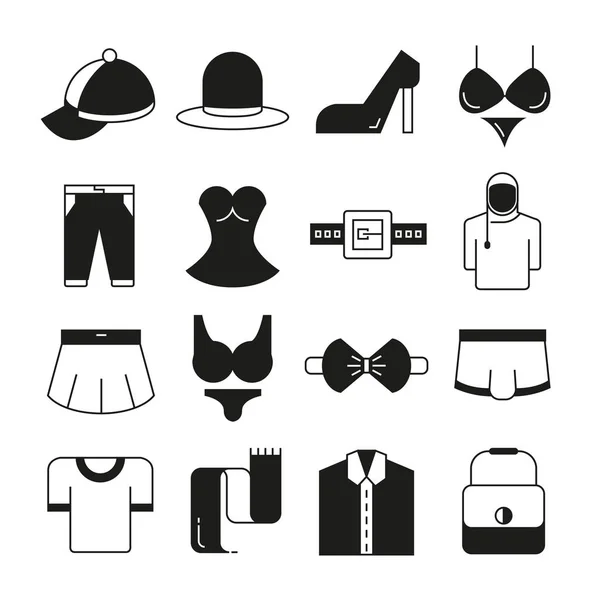 Set Van Kleren Iconen Gewoon Vector Illustratie — Stockvector