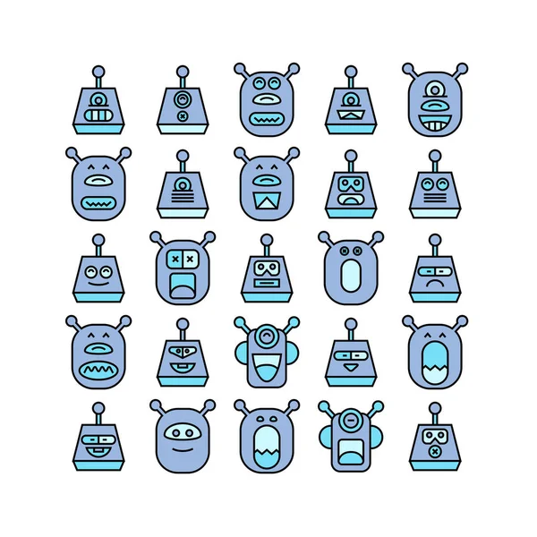 Vektor Illustration Robots Ikoner — Stock vektor