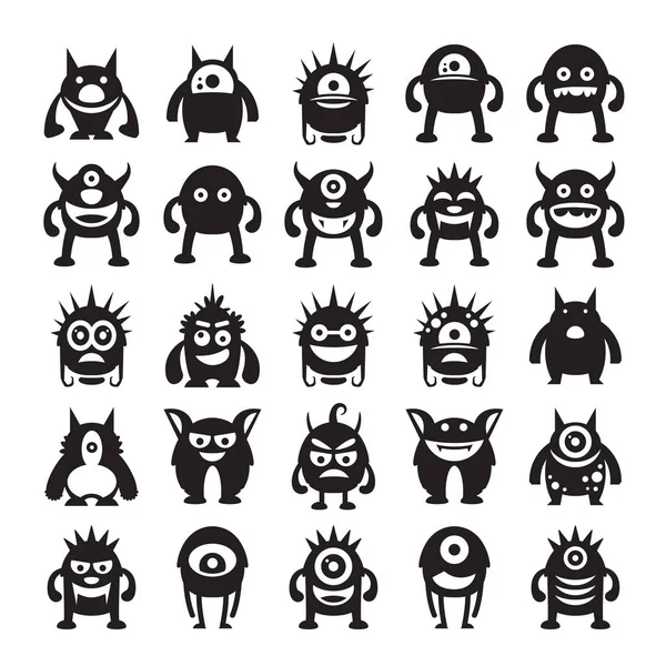 Monster Karakter Iconen Vector Illustratie — Stockvector