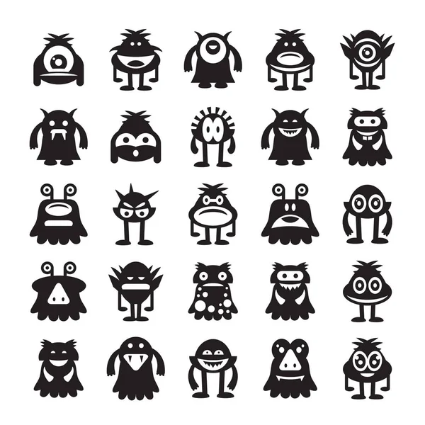 Monster Character Icons Vector Illustration — Stock Vector