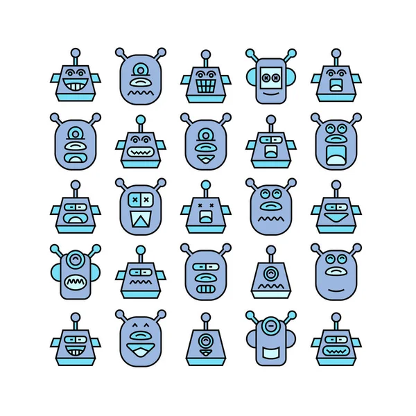 Vektor Illustration Robots Ikoner — Stock vektor