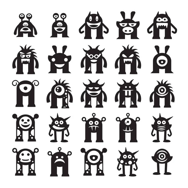 Monster Character Icons Vector Illustration — Stock Vector