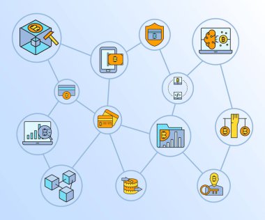 cryptocurrency simgelerinin vektör çizimi