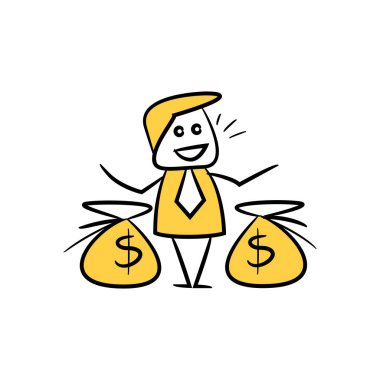 İş konsepti. Dolar çuval ile işadamı vektör Illustration 