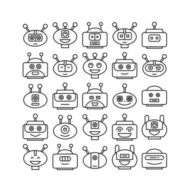robot simgelerinin vektör illüstrasyonu