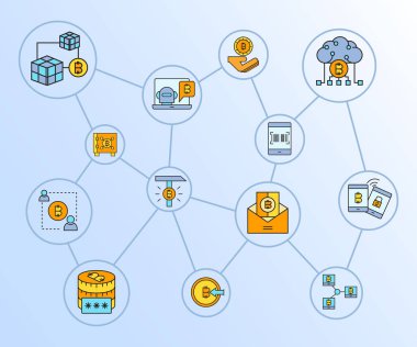cryptocurrency simgelerinin vektör çizimi
