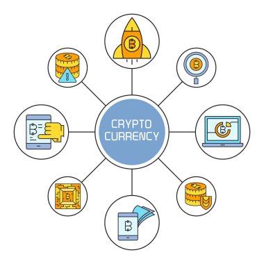 kripto para biriminin vektör illüstrasyonu