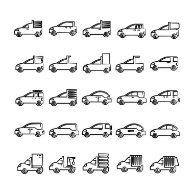 araba simgelerinin vektör illüstrasyonu