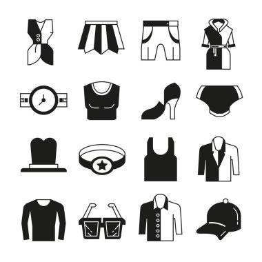 giysi simgeleri kümesi, sadece vektör illüstrasyon