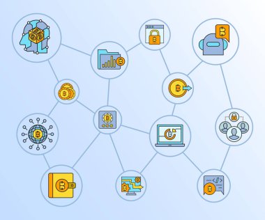 cryptocurrency simgelerinin vektör çizimi
