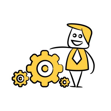 İş konsepti. SMM ile işadamı vektör Illustration 