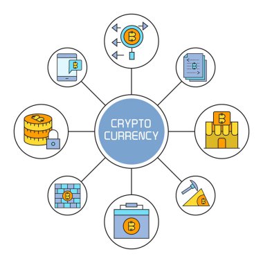 kripto para biriminin vektör illüstrasyonu