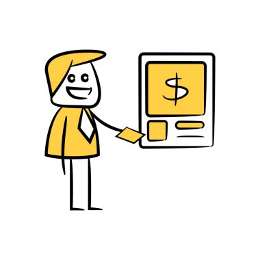 İş konsepti. ATM ile işadamı vektör Illustration