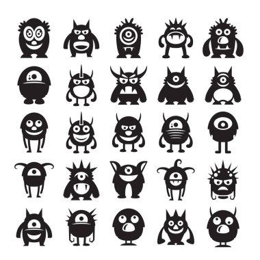 canavar karakter simgeleri, vektör illüstrasyon 