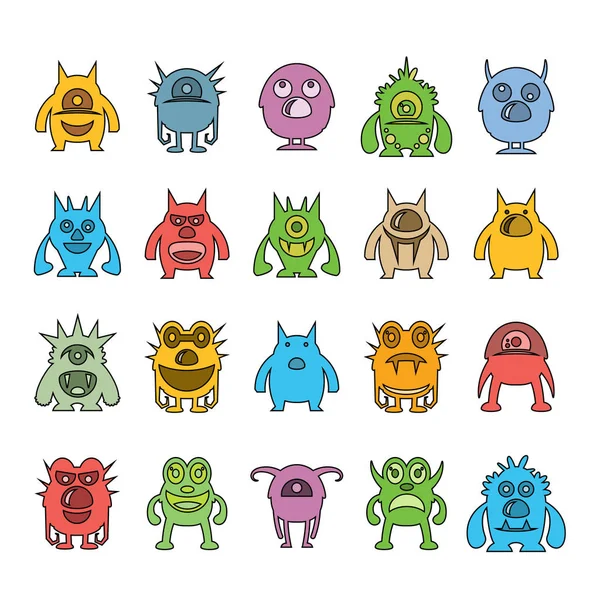 Monster Zeichen Symbole Vektor Illustration — Stockvektor