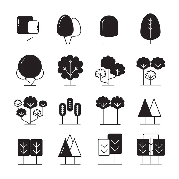 Ilustração Vetorial Ícones Árvores — Vetor de Stock