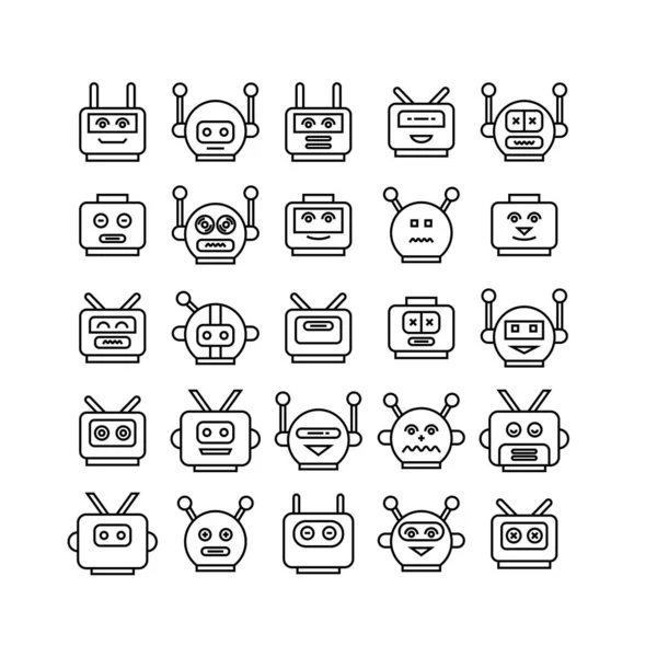 Illustrazione Vettoriale Icone Robot — Vettoriale Stock
