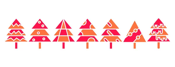 Ilustração Vetorial Árvores Natal Vermelhas —  Vetores de Stock