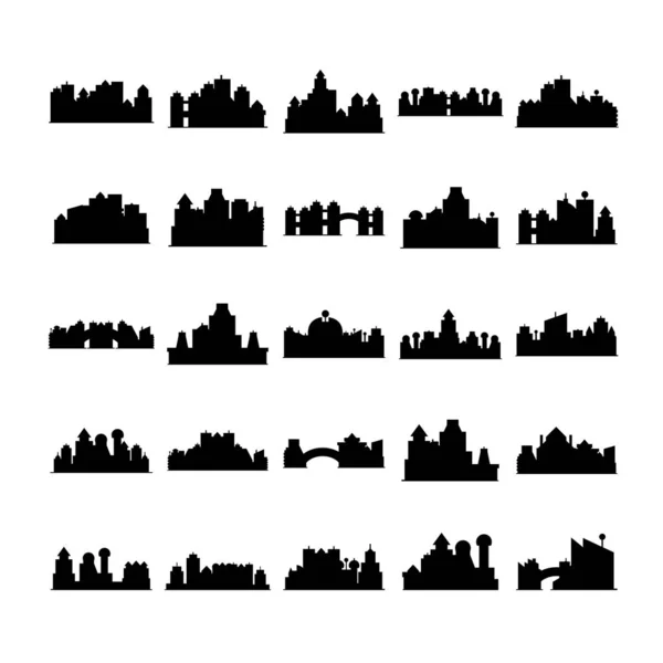 Cityscape Simgelerinin Vektör Illüstrasyonu — Stok Vektör