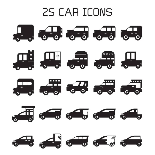 Ilustración Vectorial Iconos Coches — Vector de stock