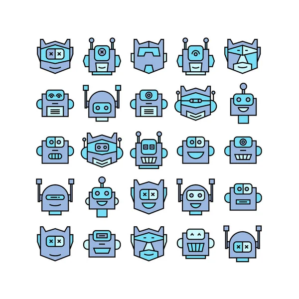 Ilustração Vetorial Ícones Robôs — Vetor de Stock