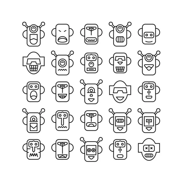 Ilustración Vectorial Robots Iconos — Archivo Imágenes Vectoriales