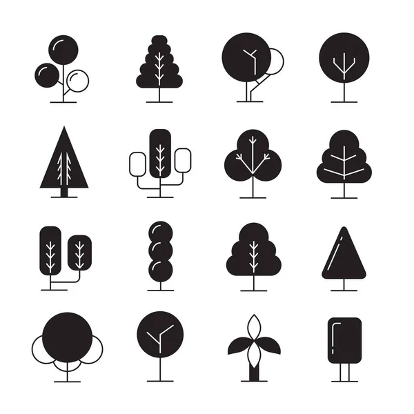 Illustration Vectorielle Des Icônes Des Arbres — Image vectorielle